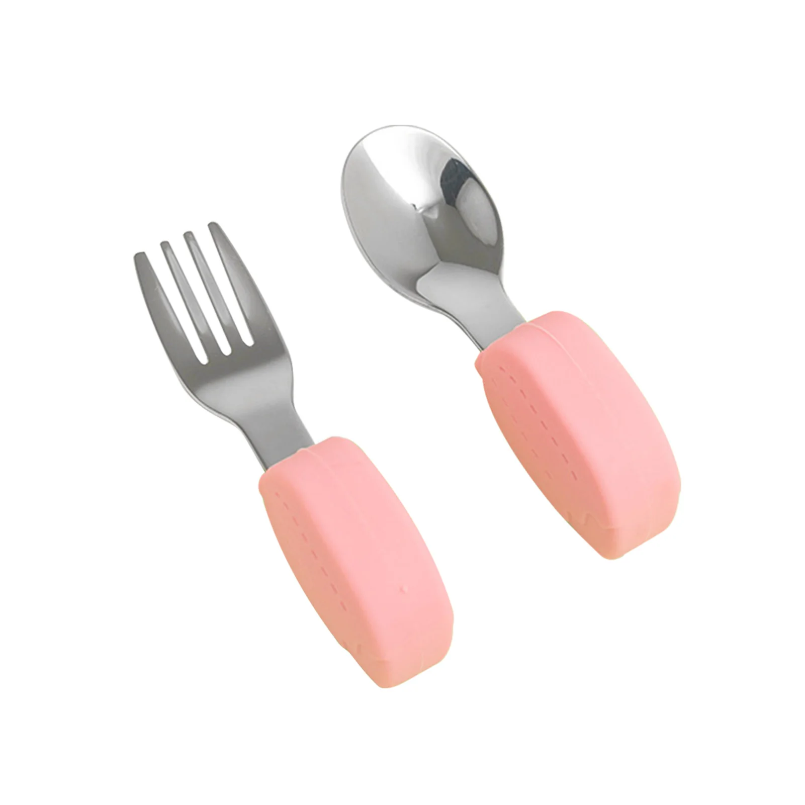 

Self Feeding Baby Fork Spoon Set Stainless Steel Home Training Utensils Short Handle Cartoon With Storage Box Kitchen Easy Clean