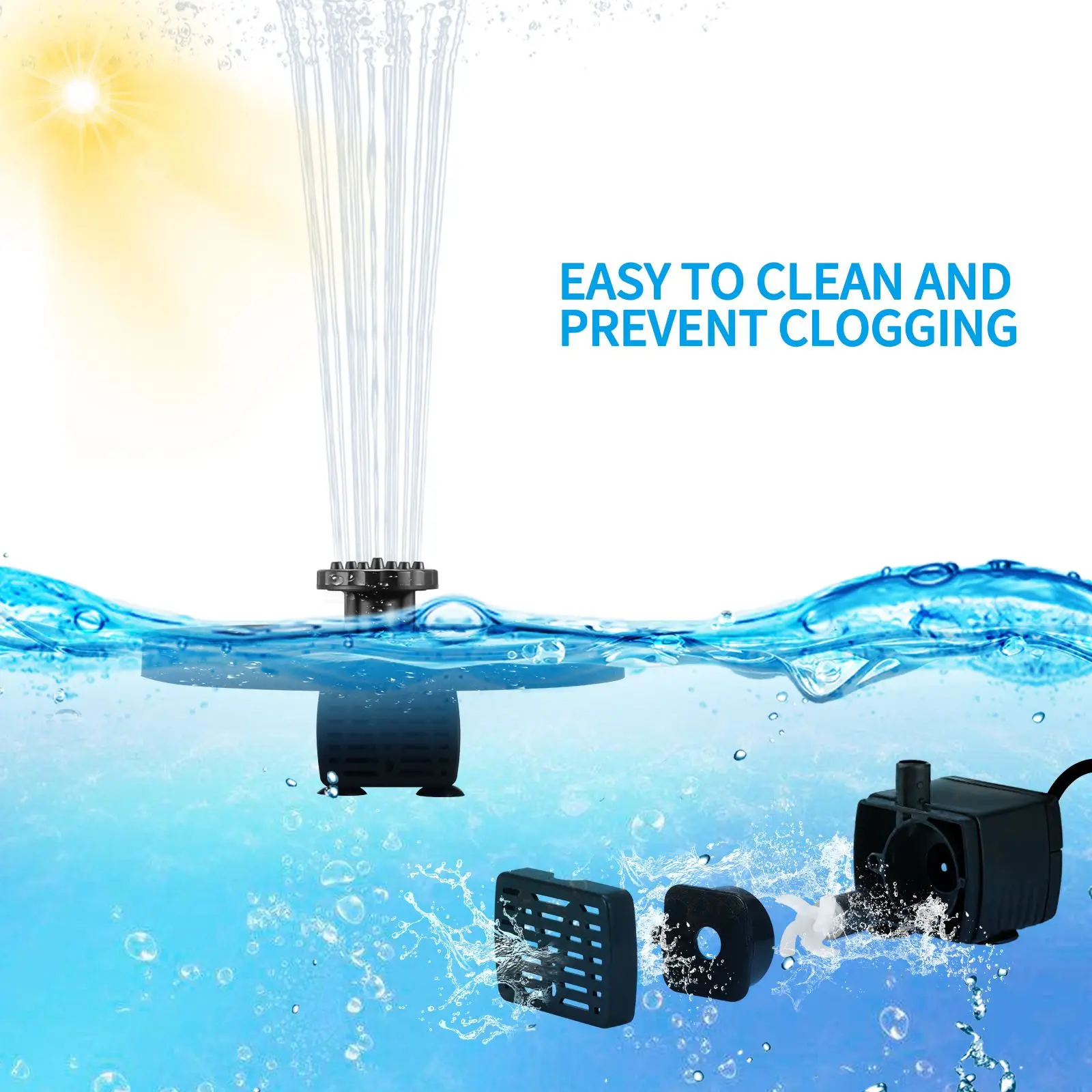 

5W Solar Powered Pump Fountain with Bracket Floating Water Pump for Garden Rockery Small Pond