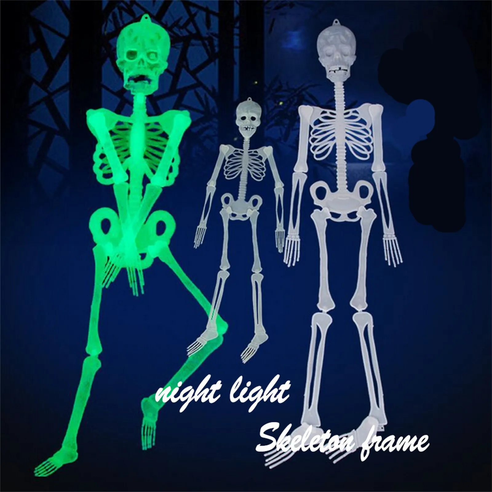 

32cm Luminous Skull Skeleton Body Scary Halloween Toy Haunted House Tricky Prop Halloween Party Decoration Props Graveyard