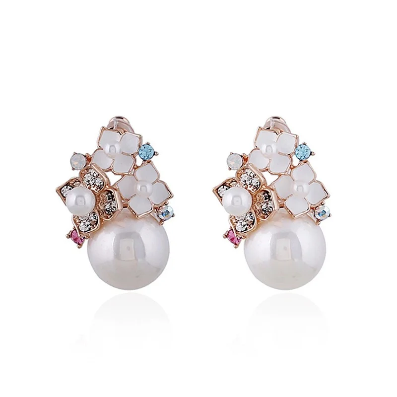 

Qiongfu rose gold 585 ladies neck jewelry 2021 new pearl earrings necklace jewelry set two-piece summer fresh girl gift