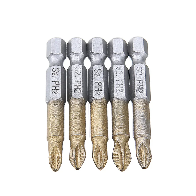 Биты для электрической отвертки PH2 с титановым покрытием 1/4 дюйма шестигранным