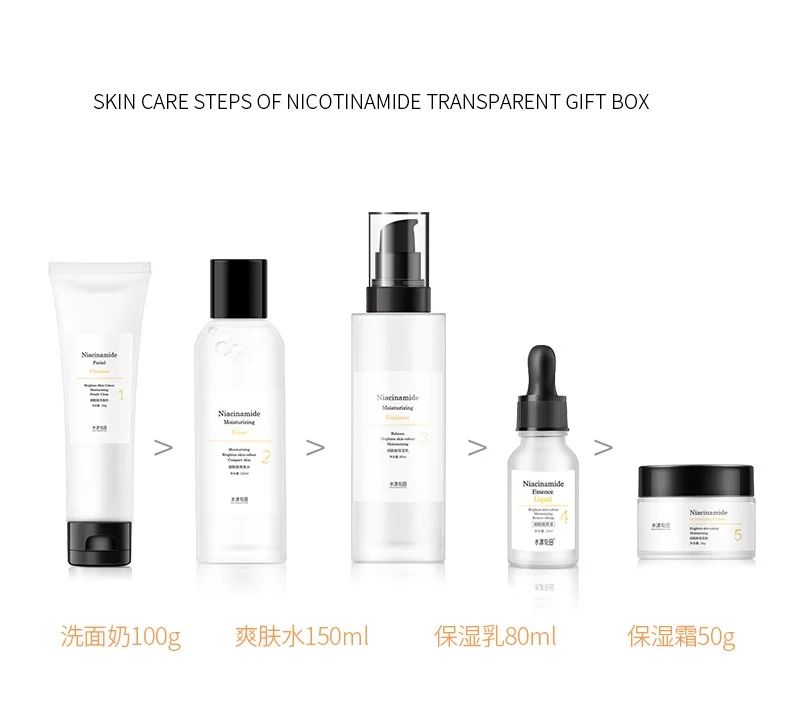 

Niacinamide Face Care Set Cosmetic Cleanser Toner Emulsion Cream Foundation Beauty Salon Moisturizing Skin Care kit