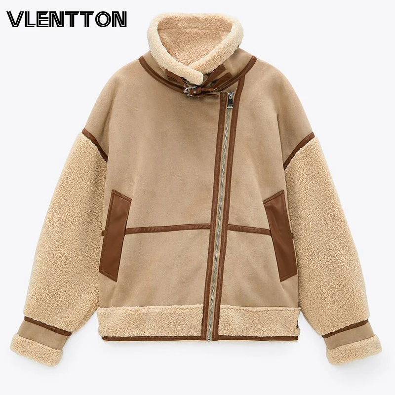 Куртка женская замшевая в винтажном стиле свободная теплая Байкерская верхняя