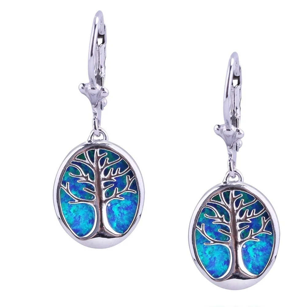 

Hot Sell New Stylish Elegance Beautiful Blue Color Tree Of Life Earrings Women Wedding Engagement Party Jewelry Gifts