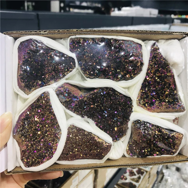 

1box Wholesale Angel Halo quartz point electroplating crystal cluster