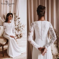 simple boho wedding dresses for women 2022 bridal gowns long sleeve a line lace boho bride dress vestidos de novia
