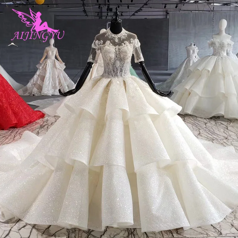 

AIJINGYU Beautiful Wedding Gowns Online Crystal Pictures Amazing Shops Luxury Newest Gown 2021 Made In Turkey