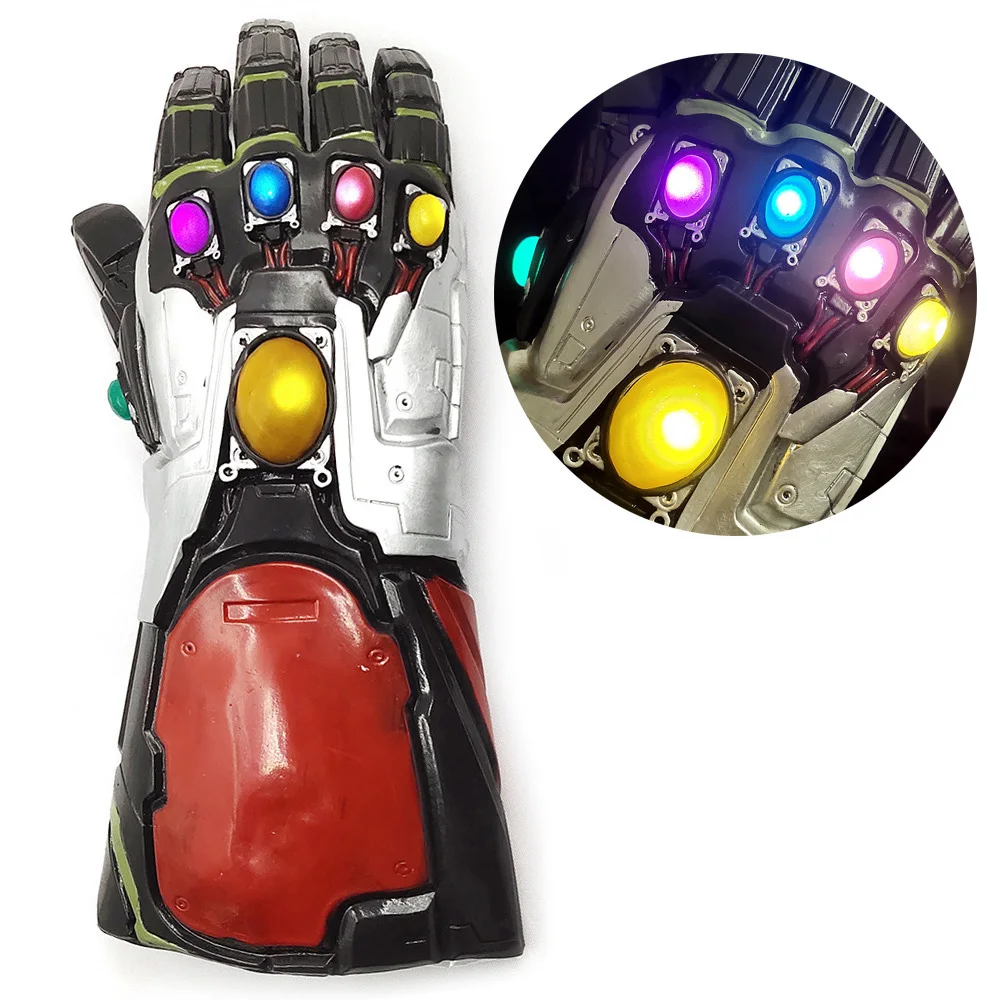 Светодиодный Мстители, эндигра супергерой, Железный человек, Tony Stark Thanos, бесконечность, камень, косплей перчатки со светодиодами, латексная ручная перчатка, реквизит для косплея