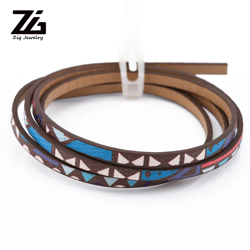 

ZG 5mm geometric pattern flat bottom PU leather rope and rope Diy jewelry found accessories fashion jewelry bracelet making