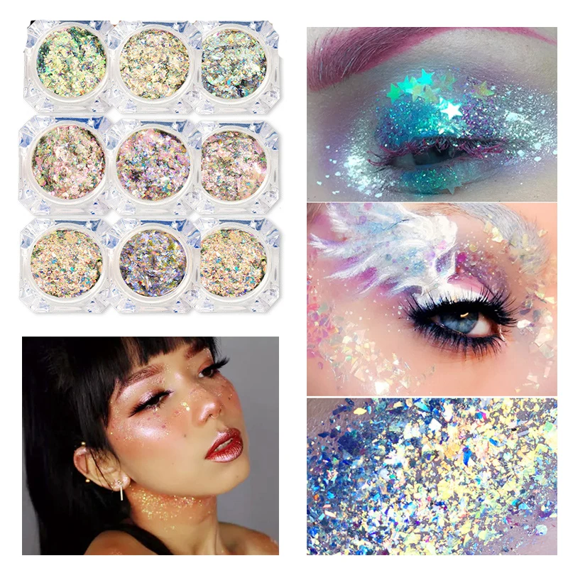 12 Цветов макияж глаз блестки пайетки помада тени для век ногтей Блеск тела