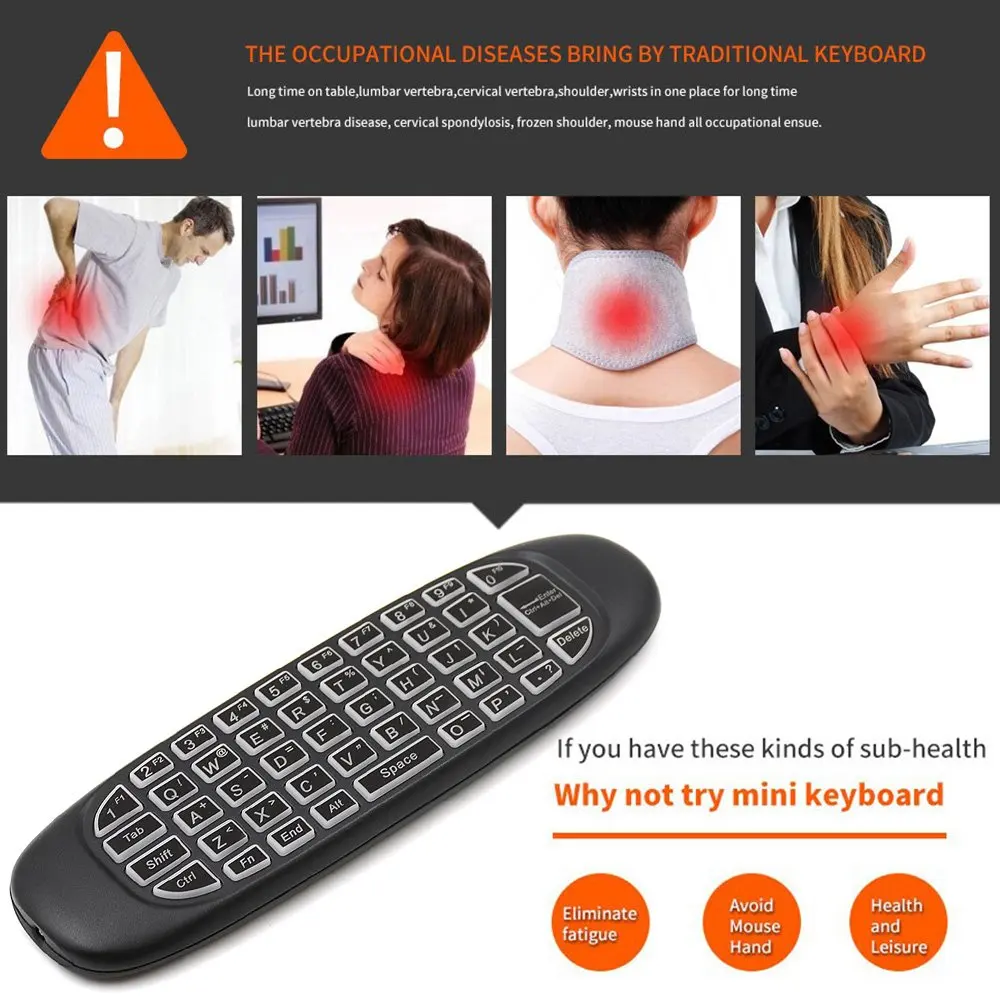 2.4G Air Mouse Wireless 6-Axis Keyboard Remote Control Motion Sense Backlight For Mini Pc Smart Tv Android Box Project |