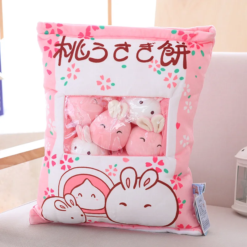 Snack Bag Pillow Kawaii Pink Sakura Rabbit Soft Stuffed Bunny Dolls Creative Kids Toys Girls Christmas Gifts | Игрушки и хобби