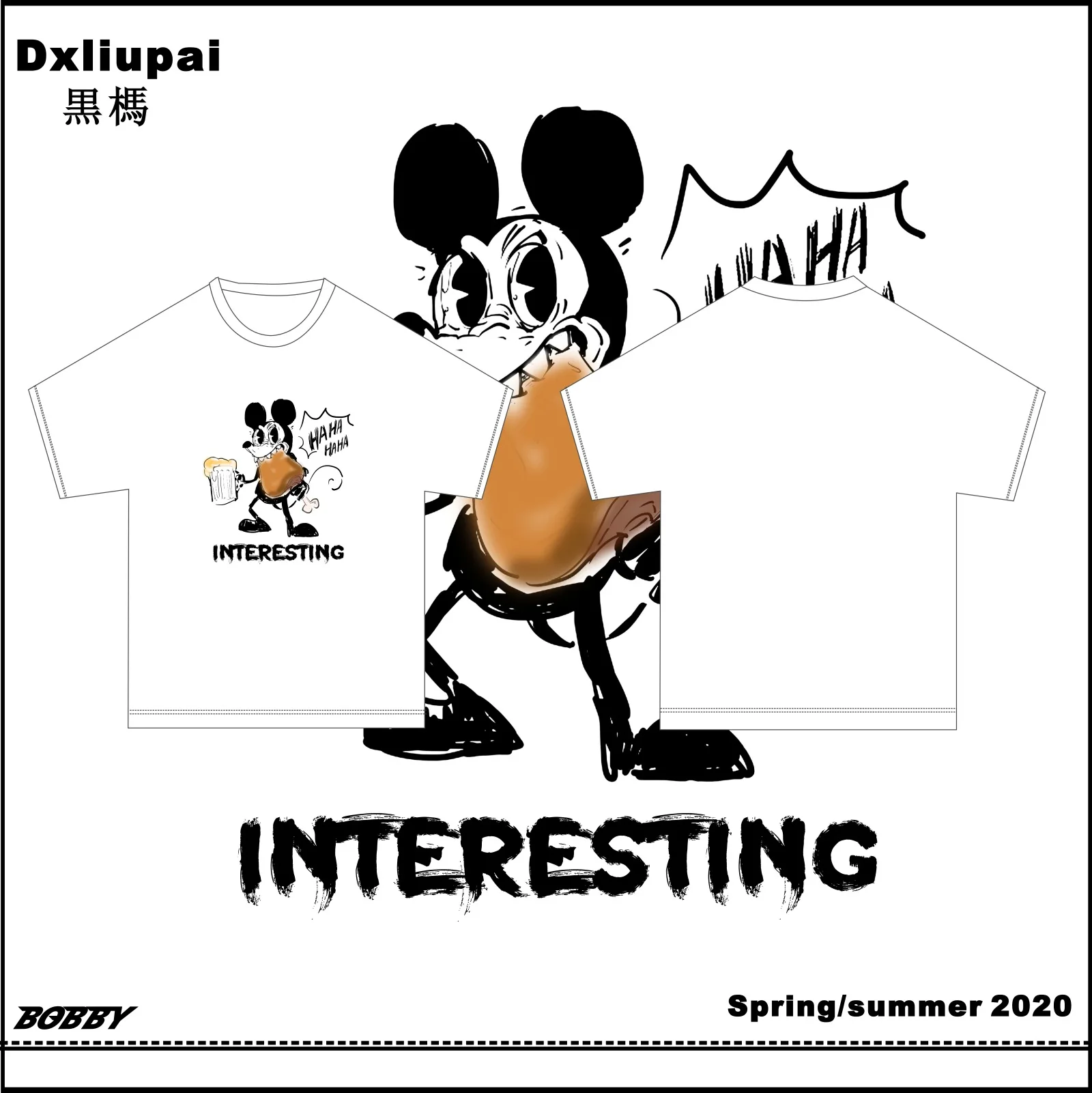 

(UN) f|2020 spring and summer new fashion brand spoof cartoon Mickey Mouse print loose couple short sleeve cotton T-shirt