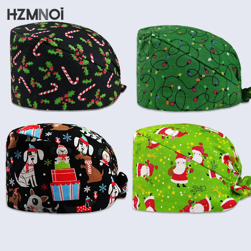 

Медсестра врача на День Благодарения, Рождество, принт Санта-Клауса, домашнее животное, больница, салон красоты, работа, скраб, лаборатория, ...