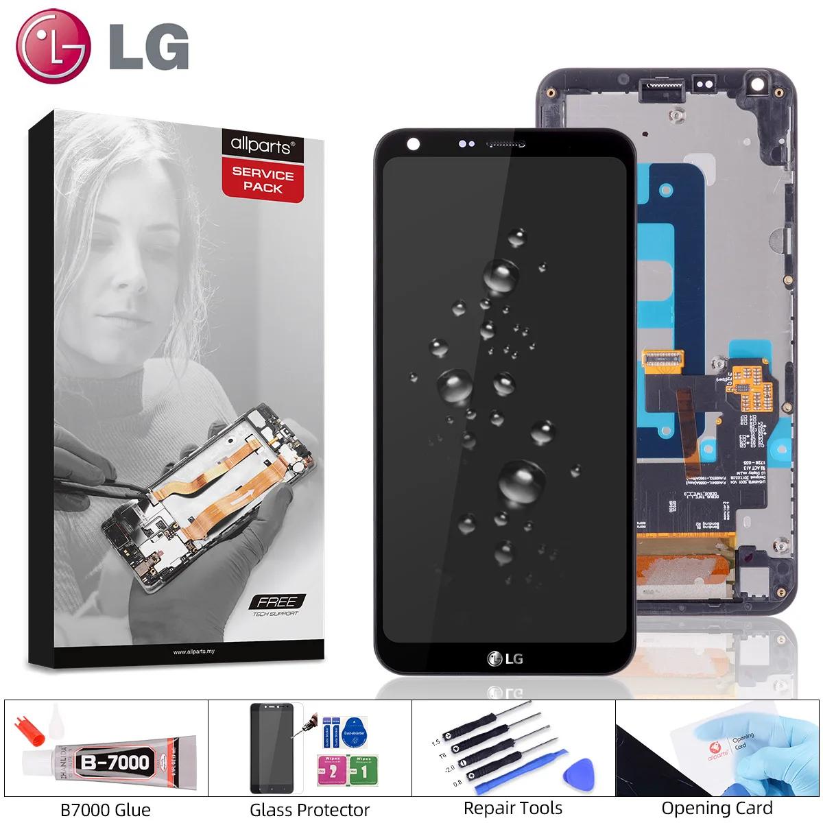 Дисплей для LG Q6 G6 Mini LCD в сборе с тачскрином на рамке черный