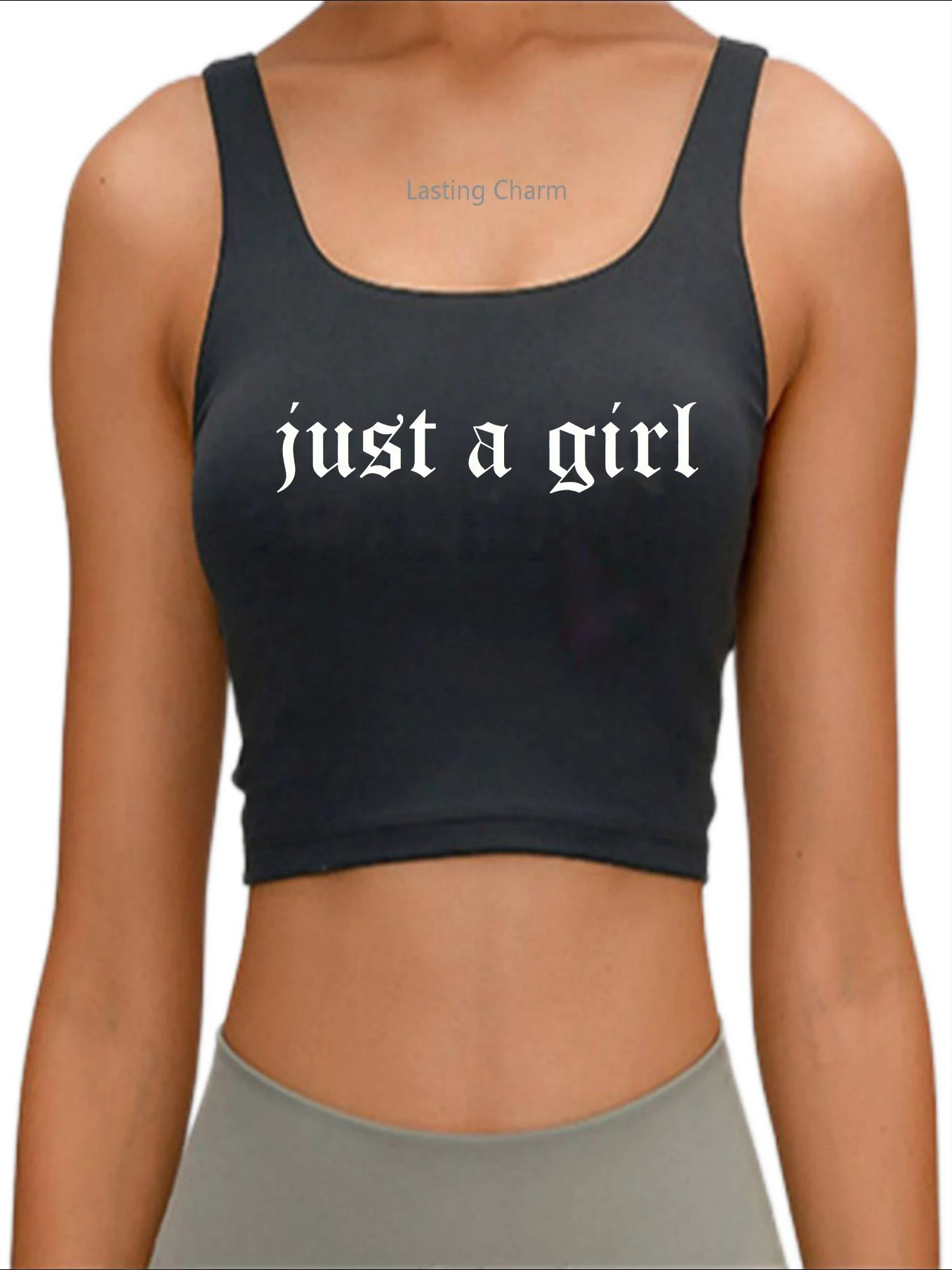 

Just A Girl Printing Crop Top Women's slim fit sports top