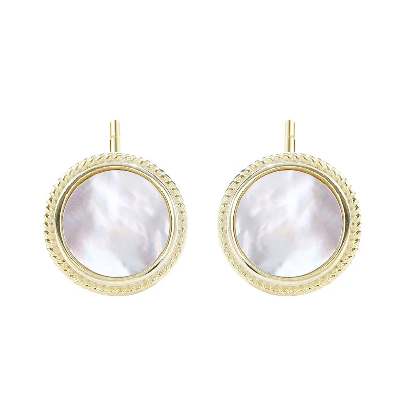 

925 Sterling Silver Shell Pearl Earrings Gold Stud Brincos Minimalist Boucle D'oreille Femme 2021 Women Accessories Jewellery