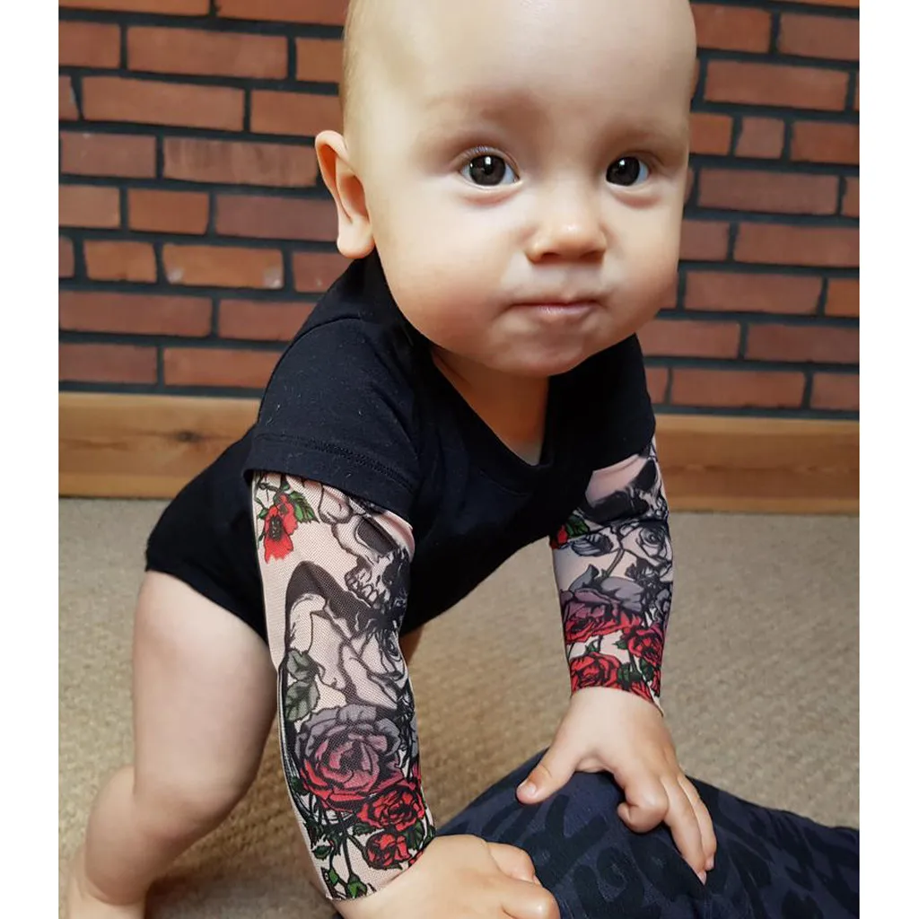 Jumpsuit for Infant Boys Newborn Baby Tattoo Printed Long Sleeve Patchwork Romper Bodysuit Cool Cotton Clothes 0-18M |