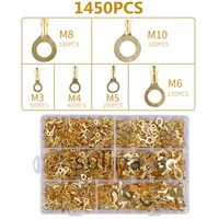 1450pcst ring type gold terminals golden brass non insulated crimp terminals connectors 3 2mm 10 2mm cable wire connectors