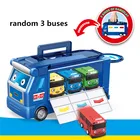 Корейский мультфильм Tayo маленький автобус набор чемодан коробка для хранения транспортные средства гараж модель с 3 мини машинками tayo подарок для детей