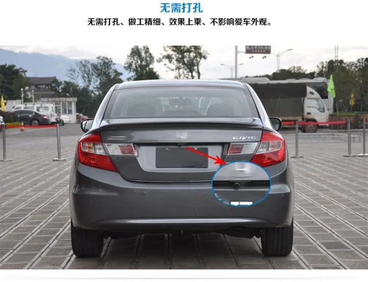 

3 in 1 no holes parking sensor 2 sensor + camera reverse system with rear view mirror monitor