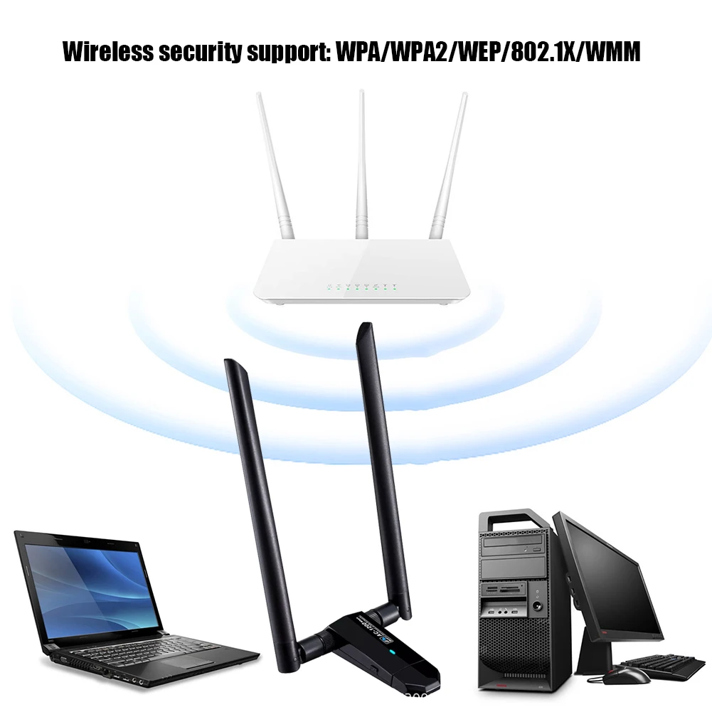 

Desktop Dual band Wireless Wifi Adapter 2.4 5.8GHz USB 3.0 WiFi Receiver Dual Band 1200M MT7612U Gigabit Network Card