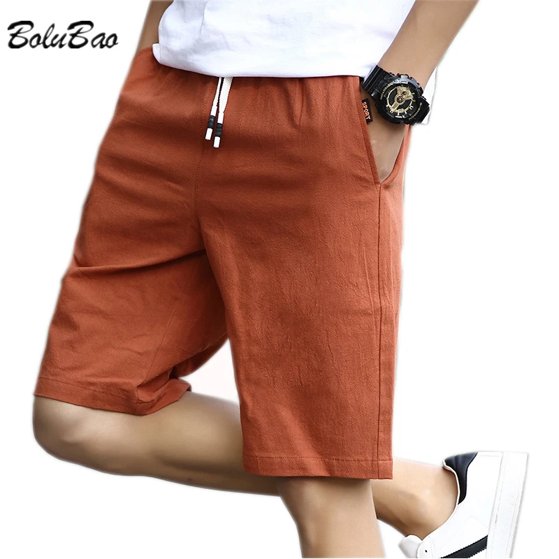 

Мужские хлопковые шорты-бермуды BOLUBAO, Повседневные Дышащие пляжные шорты сплошного цвета для лета, 2021