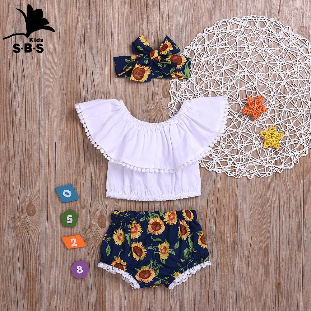 Летняя одежда для маленьких девочек повседневный комплект чистый цветной