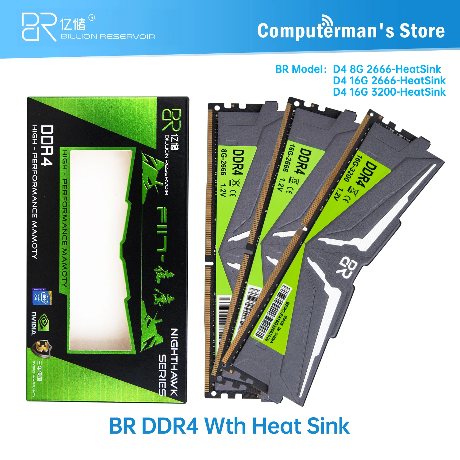 BR DDR3 DDR4 4GB 8GB 16GB 1333 1600 1866 2400 2666 3200 Memory RAM Memoria Module Computer Desktop 4G 8G 16G 32G RAM