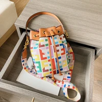 letter printing handbags for women brands 2021 new bucket bag fashion luxury designer satchel female leather shoulder bag woman