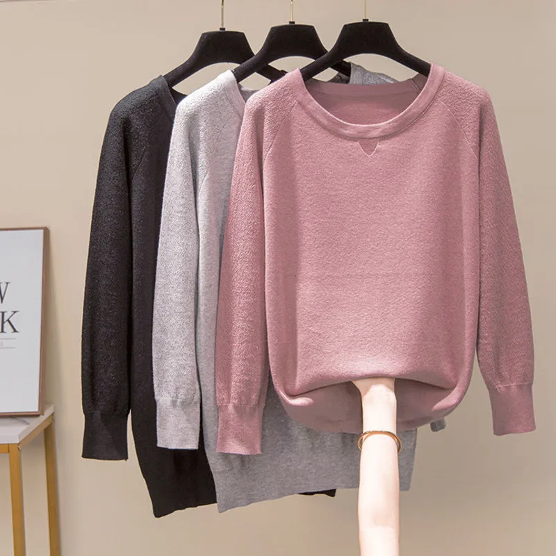 

Nkandby Raglan Sleeve Pullovers Sweaters Spring Fashion Knitted Jumpers Simple Design Large Basic Knitting Tops