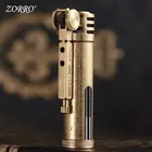 Оригинальная латунная керосиновая Зажигалка ZORRO, ветрозащитная ретро-зажигалка с прозрачным баком, шлифовальный круг, мужской подарок для курения