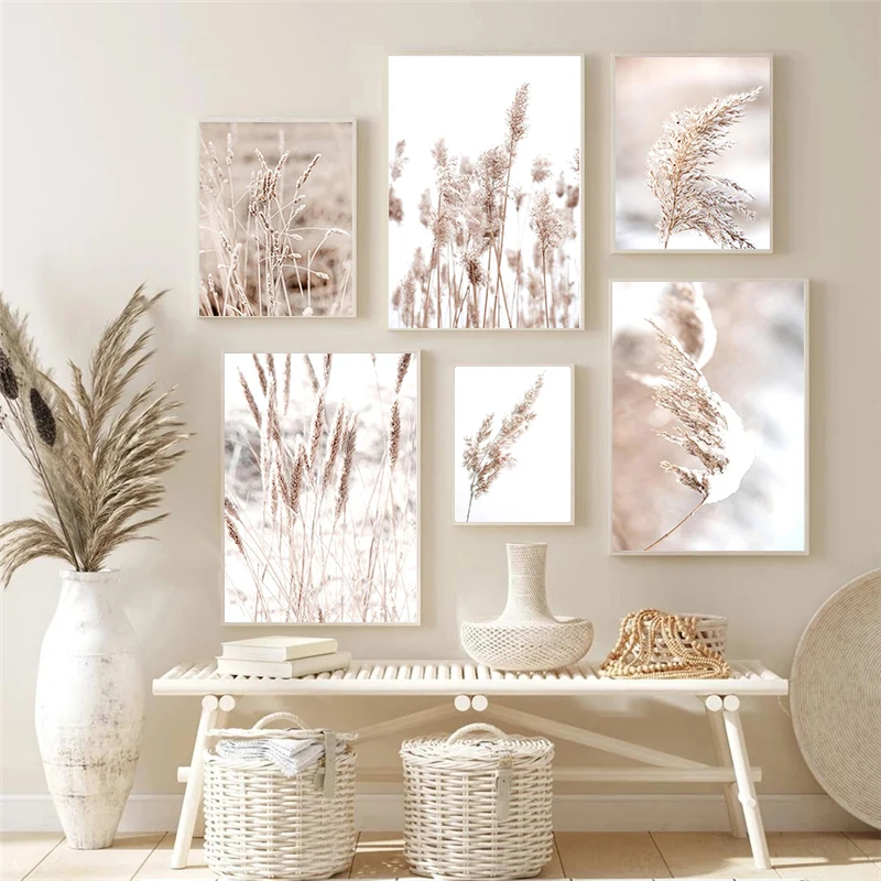 

Dried Flower Plant Beige Reed Wheat Nordic Posters And Prints Wall Art Canvas Painting Wall Pictures For Living Room Home Decor