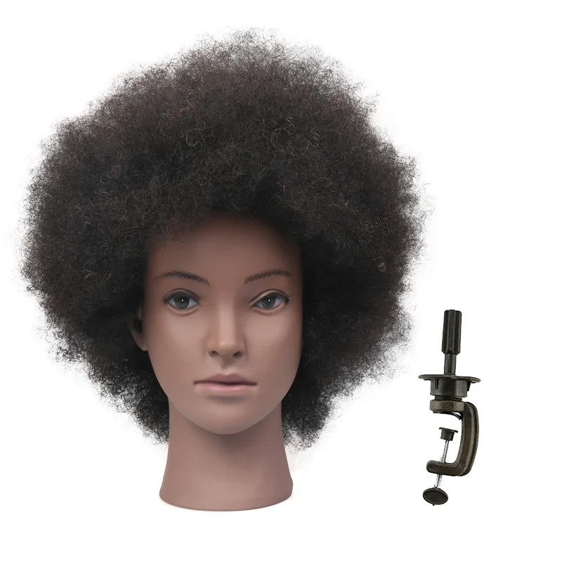

Черная голова манекена с человеческими волосами, афроамериканская голова куклы для укладки волос, модель головы парикмахерской
