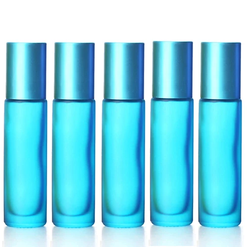 5pcs Light Blue 1/5/10 шт 10 мл Портативный матовый цветной толщиной Стекло ролик эфирное масло в виде флаконов парфюма для путешествий многоразового роликовый флакон - Цвет: 5pcs Light Blue
