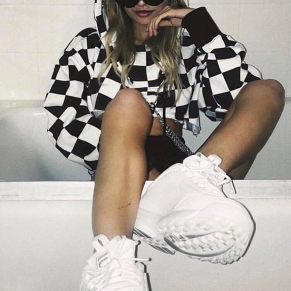 Женские толстовки с капюшоном сексуальный готический панк топ цепочкой пуловер