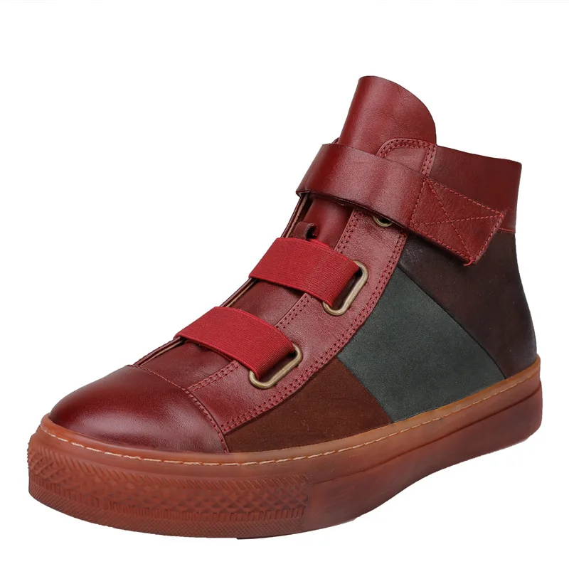 

2020Winter New sports style booties women's genuine leather thick bottom color matching British comfortable thin boots