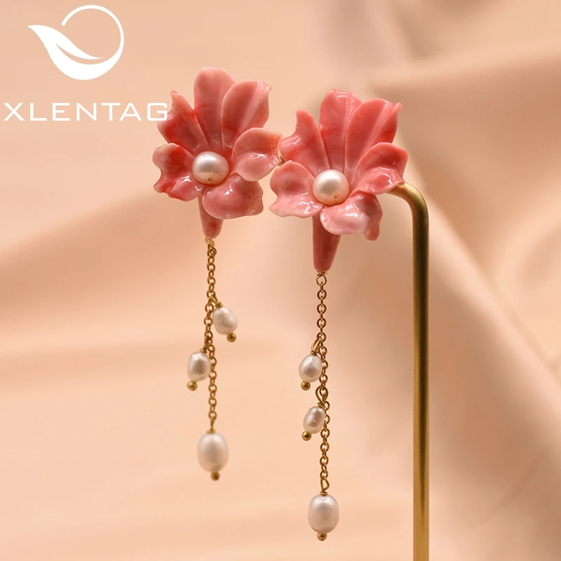 Серьги-подвески XlentAg женские из натурального жемчуга украшение для пирсинга