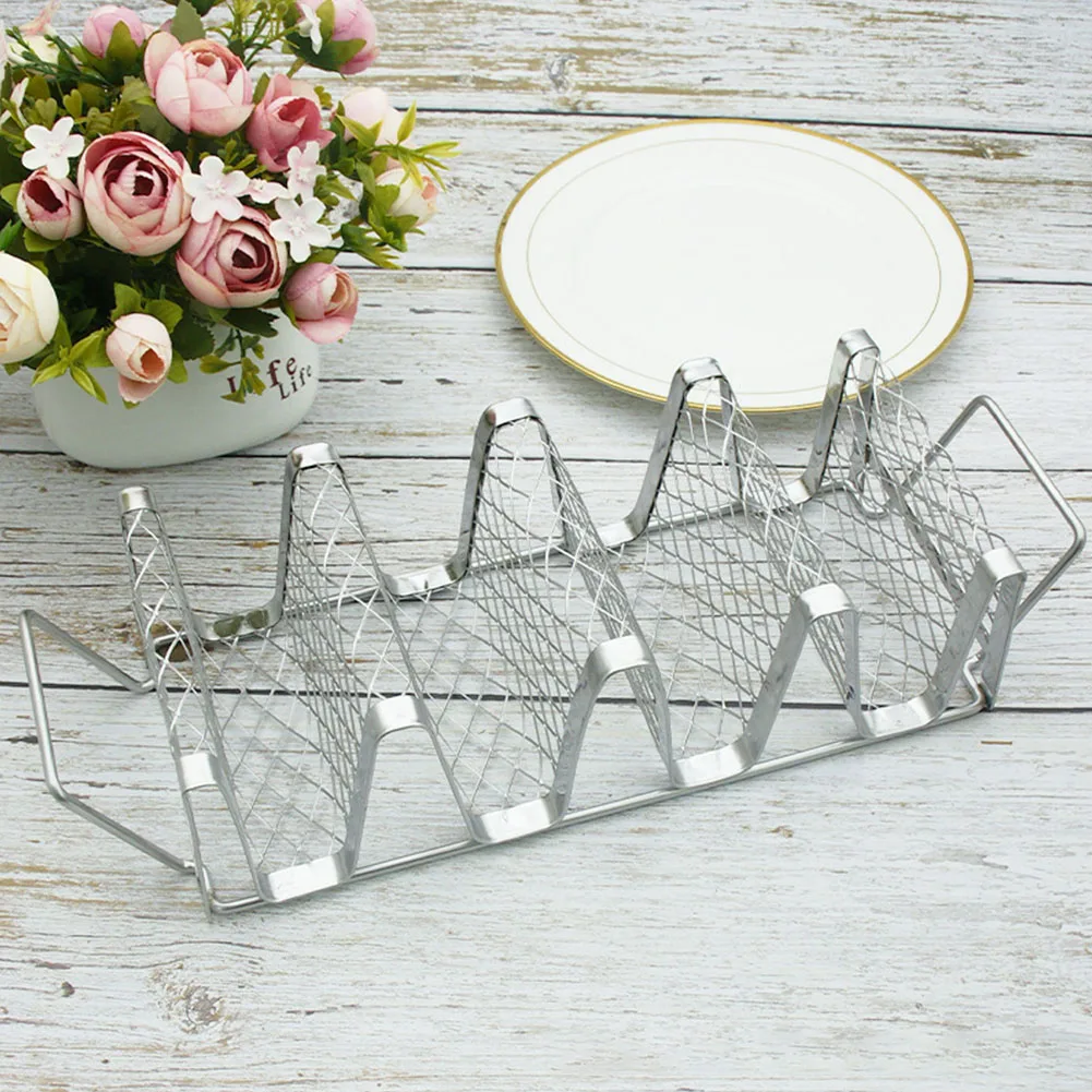 

Serving Tray Stainless Steel Burritos Party Home Kitchen Taco Rack Wave Shaped Stainless Steel Tortilla Grill Kitchen Accesories