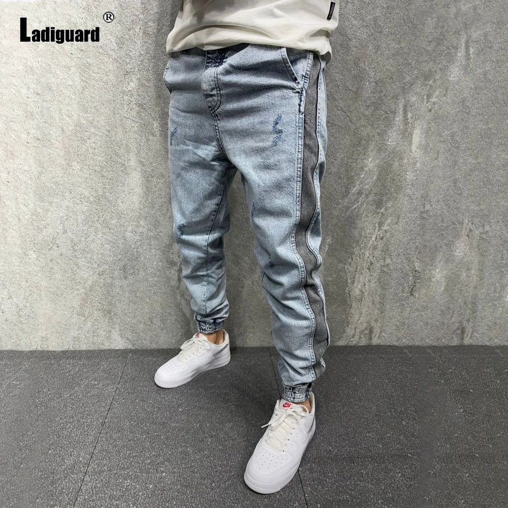 Ladiguard Sexy Jeans Denim Pants Plus Size Men Casual Hip Hop Pantalon 2022 European and American style Fashion Spliced Hotpants