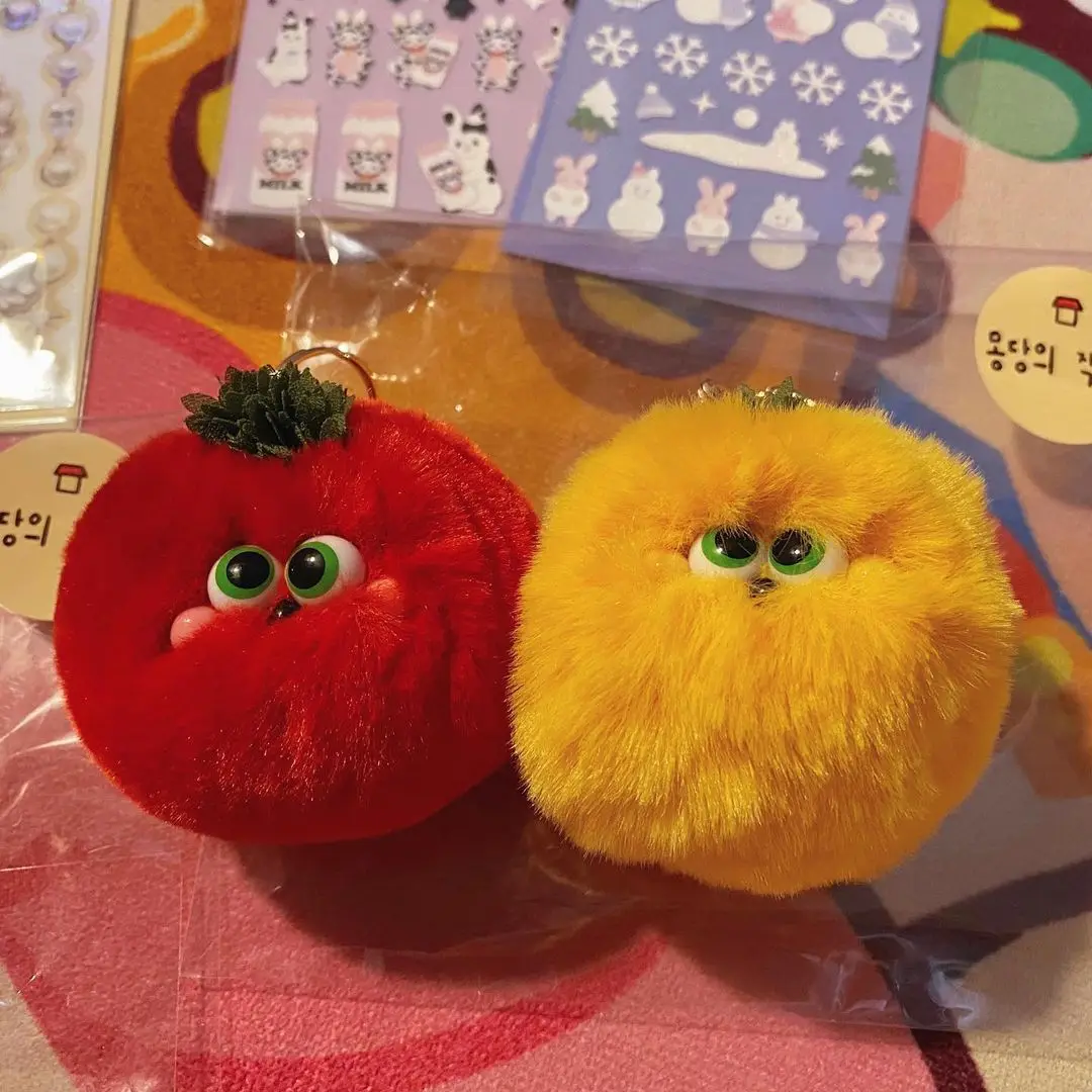 

Persimmon Tomato Monster Cartoon Style Plush Toy Keychain Pendant Backpack Pendant Mini Plush Doll Children's Gift Kids Toys