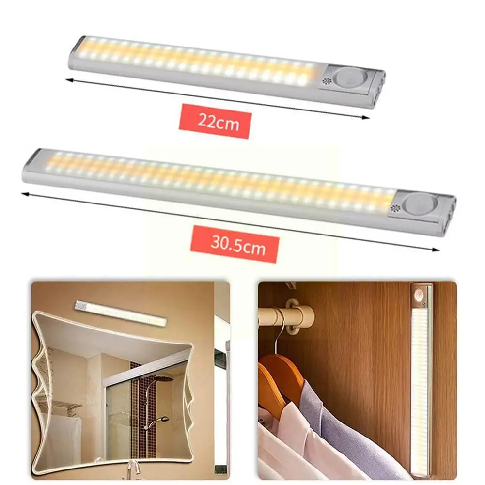 

LED Closet Light Lamp with Motion Sensor Light Kitchen Rechargeable Under Lighting Lights USB Cabinet For Bedroom A0W4