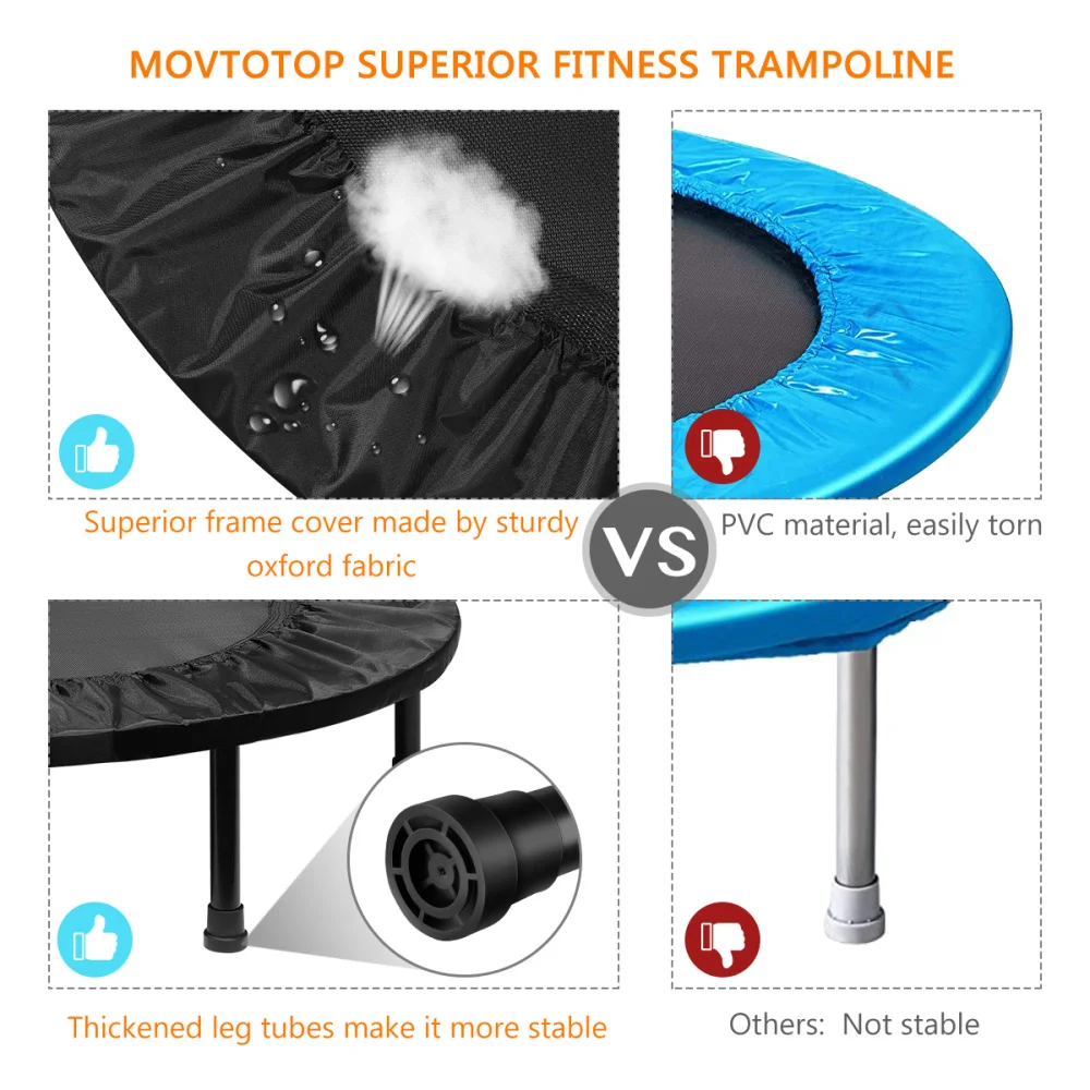 

MOVTOTOP 40in Folding Trampoline Fitness Cardio Round Trampoline Aerobic Exercise Trainer Load to 120 kg (Black)