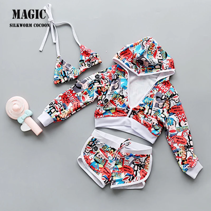 Купальник для девочек детская юбка с принтом раздельные Детские купальники из