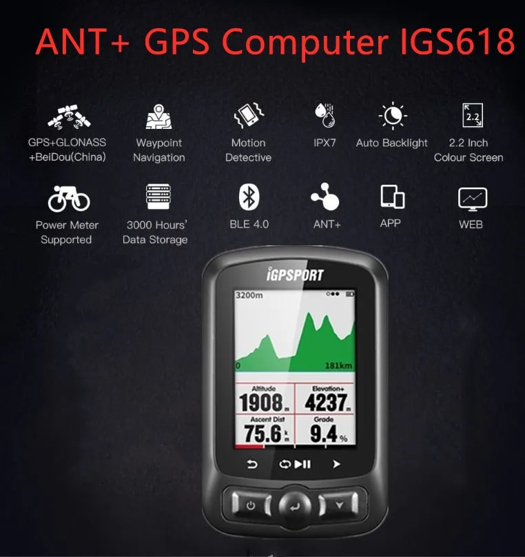 I GPS порт IGS618 ANT + компьютер для велосипеда Bluetooth беспроводной секундомер