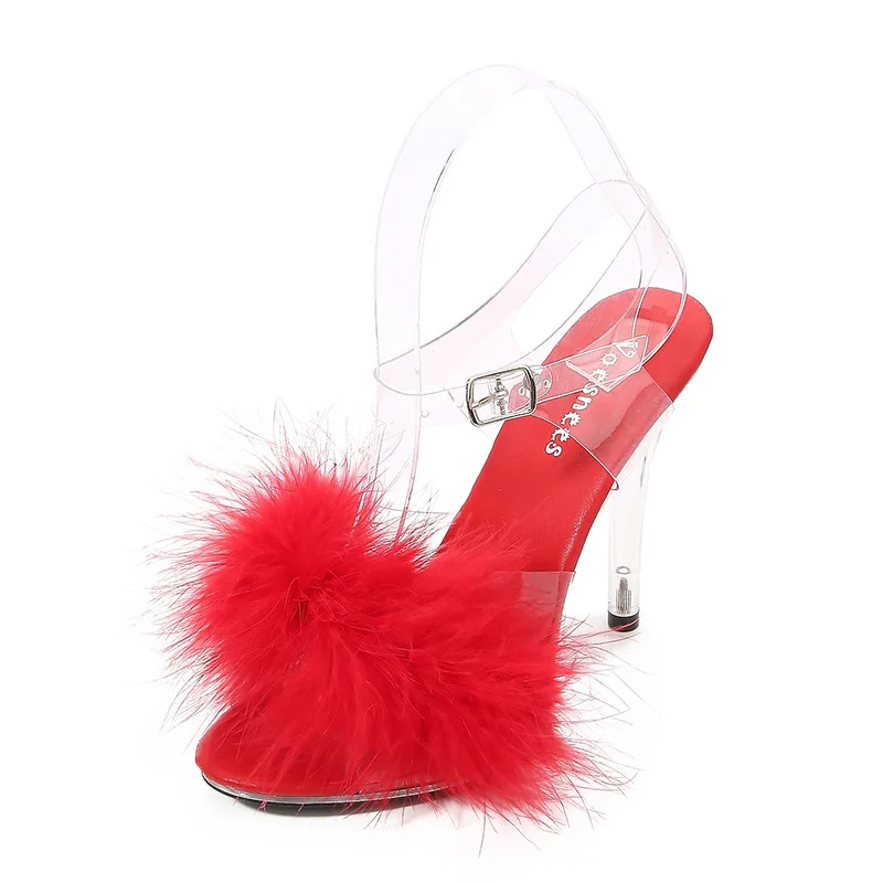 

Mclubgirl sandalias de las mujeres 35-43 Sexy Super High Heels 11CM High Nightclub Transparent Sandals Sexy Large Size LFD
