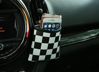 checker leather auto air outlet pouch box bag organizer cell phone pocket storage holder for min cooper car assessoires
