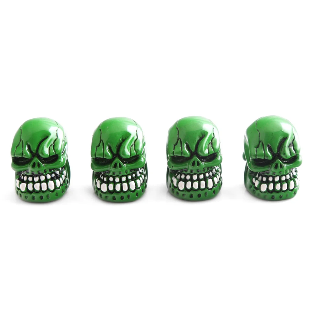 

4 Pieces Tire Wheel Rim Stem Air Valve Caps Cover Green for Car Truck Bike