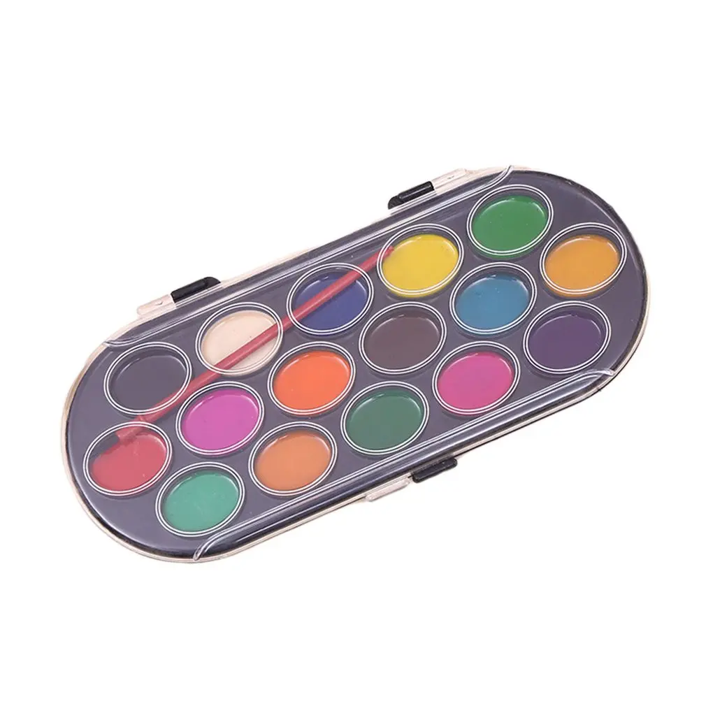 

16 Colors Professional Solid Watercolor Paints Paint Box With Paintbrush Bright Color Sketch Color Art Tool Art Supply