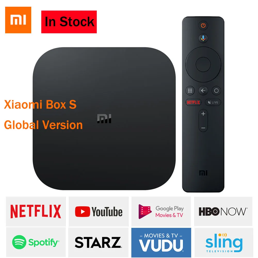 Xiaomi Mi TV Box S 4K ТВ приставка Android 8 1 2G + 8G Wi Fi BT 4 2 потоковый медиа проигрыватель Netflix YTB